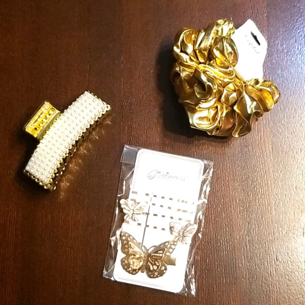 Gold hair accessories bundle